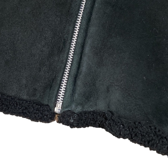 Vintage 90s Gianni  Versace Studded Suede Leather Sherpa Jacket Womens 40 - Picture 10 of 16